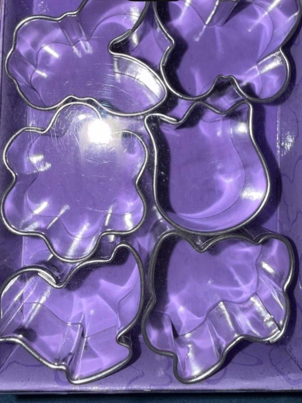 6-Piece Stainless Steel Flower and Butterfly Cookie Cutter Set, Purple